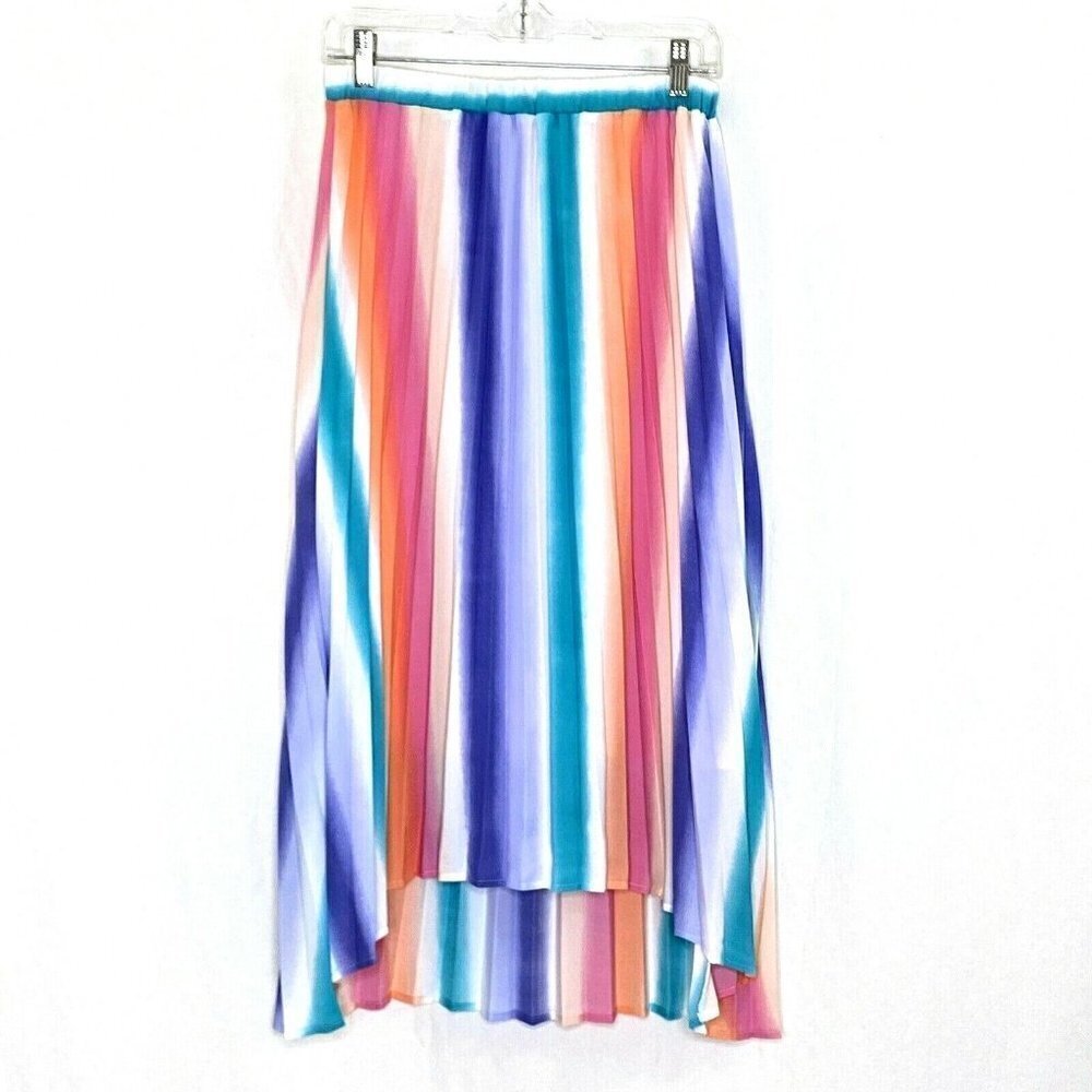 art class Girls XL 14/16 Lined Pleated Multi Colored Skirt High Low Hemline